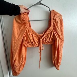 Cotton Bardot top, cropped